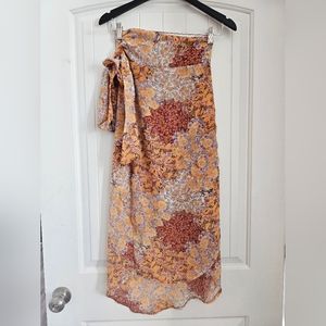 NWT floral wrap midi skirt